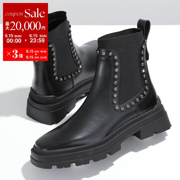 Jimmy Choo ジミーチュウ サイドゴアブーツ VERONIQUE 45 AVP ベロニク レディース ショートブーツ レザー ラインストーン装飾 シュー