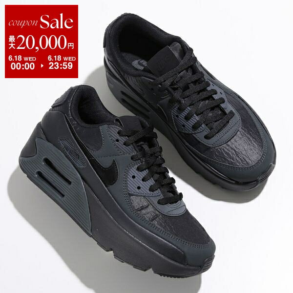 楽天インポートセレクトmusee【6/18限定・最大2万円OFFクーポン配布中】NIKE ナイキ スニーカー AIR MAX 90 LV8 エア マックス HF9415 レディース ローカット レザー オールブラック 厚底 ロゴ 靴 シューズ 001/OFF-NOIR