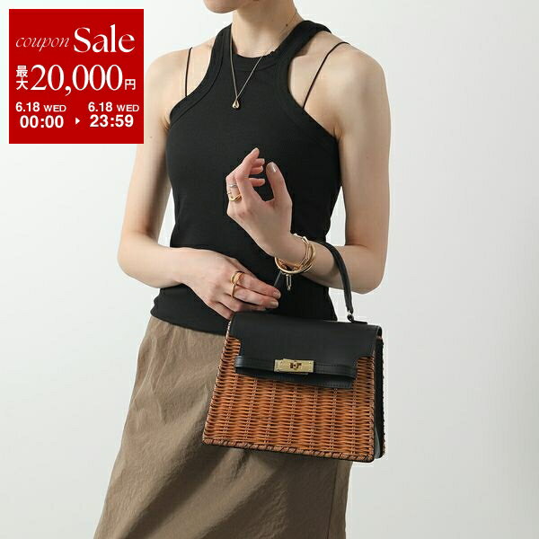 楽天インポートセレクトmusee【6/18限定・最大2万円OFFクーポン配布中】BAGMATI バグマティ ショルダーバッグ BBK22 AW15 レディース ハンドバッグ かごバッグ ウィッカー×レザー 鞄 Black/Caramel