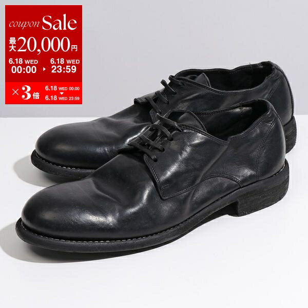 GUIDI グイディ クラシックダービーシューズ 992 メンズ ホースレザー フルグレイン 短靴 靴 BLKT【po_sannn】
