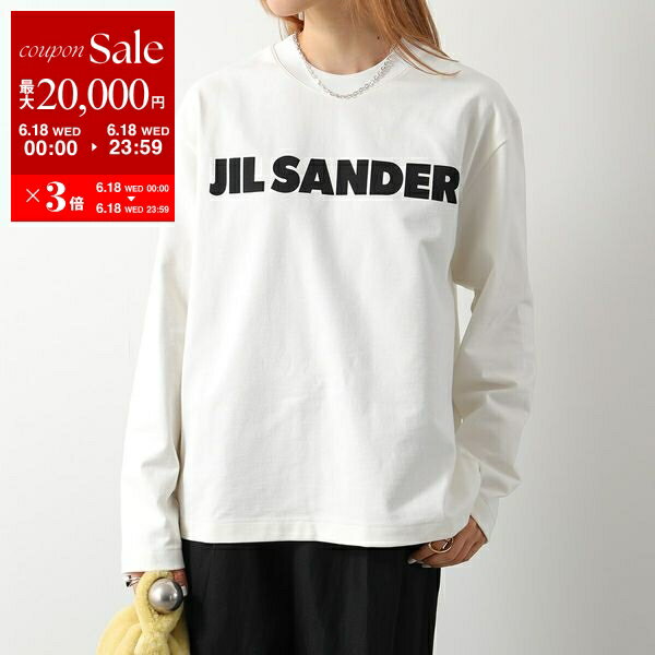 JIL SANDER ジルサンダー 長袖 Tシャツ J02GC0107 J45047 J45148 レディース コットン ロゴT ロンT カットソー クルーネック 102/PORCELAIN【po_sannn】