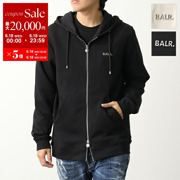 楽天インポートセレクトmusee【6/18限定・最大2万円OFFクーポン配布中】BALR. ボーラー パーカー B1269 1001 Q-SERIES REGULAR FIT ZIP THROUGH HOODIE メンズ ジップアップ スウェット メタルロゴ カラー2色【po_fivee】