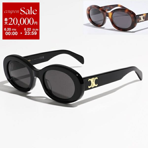 CELINE セリーヌ サングラス TRIOMPHE 01 トリオンフ 4S194CPLB.38NO.U レディース オーバル型 メガネ メタルロゴ UVカット アイウェア Blackのサムネイル