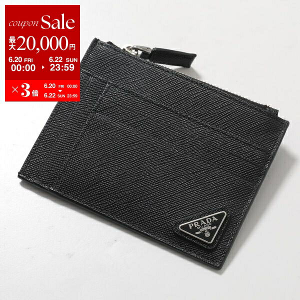 楽天インポートセレクトmusee【6/20～22限定・最大2万円OFFクーポン配布中】PRADA プラダ コインケース 2MC067 QHH メンズ サフィアーノレザー トライアングルロゴ カードケース フラグメントケース F0002/NERO【po_sannn】