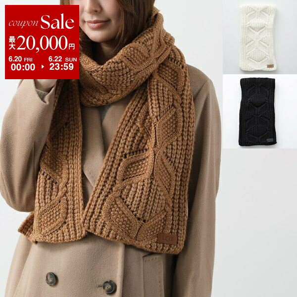 楽天インポートセレクトmusee【6/20～22限定・最大2万円OFFクーポン配布中】UGG アグ マフラー W CABLE SCARF ケーブル スカーフ 101013 レディース ニット ウールブレンド ロゴ ストール カラー3色