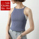 【6/20~22限定・最大2万円OFFクーポン配布中】Courreges クレージュ タンクトップ POINTY RIB KNIT 125MT0042FI0001 レディース リブ ニット キャミソール ノースリーブ ロゴ 刺繍 DUSK-BLUE(4)