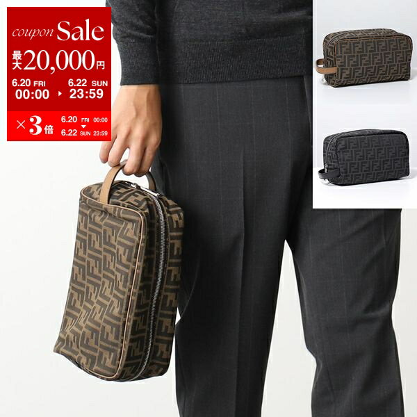 楽天インポートセレクトmusee【6/20～22限定・最大2万円OFFクーポン配布中】FENDI フェンディ クラッチバッグ 7N0141 ALWK メンズ ポーチ FF柄 ズッカ柄 FFファブリック 鞄 カラー2色 7N0141ALWKF1IKJ【po_sannn】