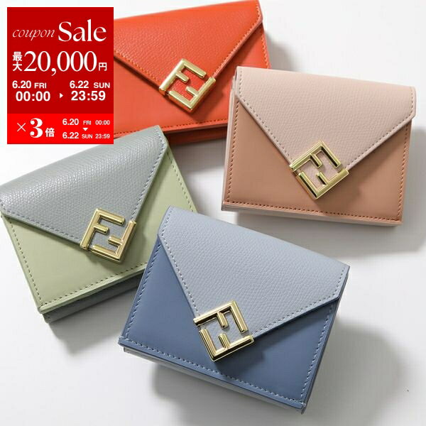 FENDI フェンディ 三つ折り財布 8M0480 ALV4 レディース FFダイヤモンド レザー ミニ財布 豆財布 FFロゴメタル バイカラー 小銭入れあり カラー3色【po_sannn】のサムネイル