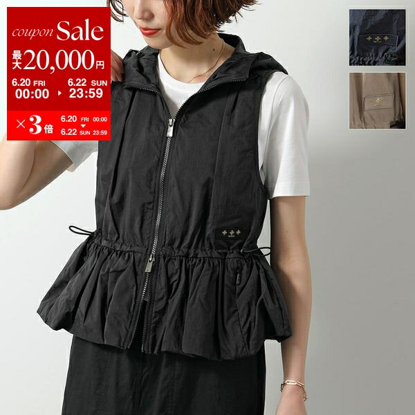 【6/20～22限定・最大2万円OFFクーポン配布中】TATRAS タトラス ベスト NITRA ニトラ LTAT25S4945-L レディース ジレ ナイロン ノースリーブ フード付き ショート丈 フリル 撥水 カラー3色【po_sannn】