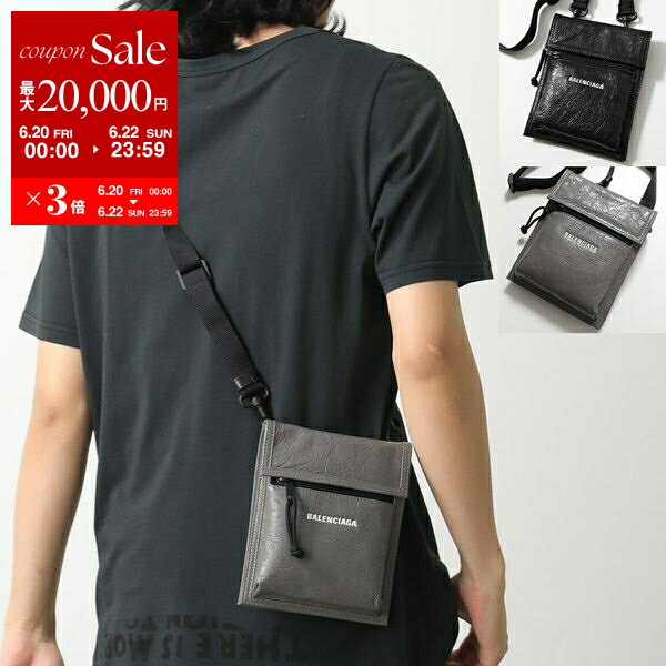 楽天インポートセレクトmusee【6/20～22限定・最大2万円OFFクーポン配布中】BALENCIAGA バレンシアガ ショルダーバッグ 655982 1VG7X EXPLORER POUCH STRAP エクスプローラー ストラップ付きスモールポーチ 655982 13MNX メンズ レザー クロスボディ ロゴ 鞄 カラー2色【po_sannn】