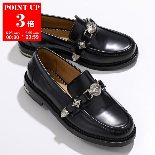 楽天インポートセレクトmusee【6/25限定・ポイント3倍】TOGA PULLA トーガ プルラ ビット ローファー Metal Loafer AJ1041 レディース レザー シューズ メタル スタッズ 靴 BLACK【po_sannn】