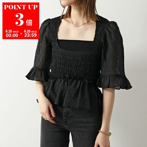 【6/25限定・ポイント3倍】GANNI ガニー ブラウス Crinkled Georgette S