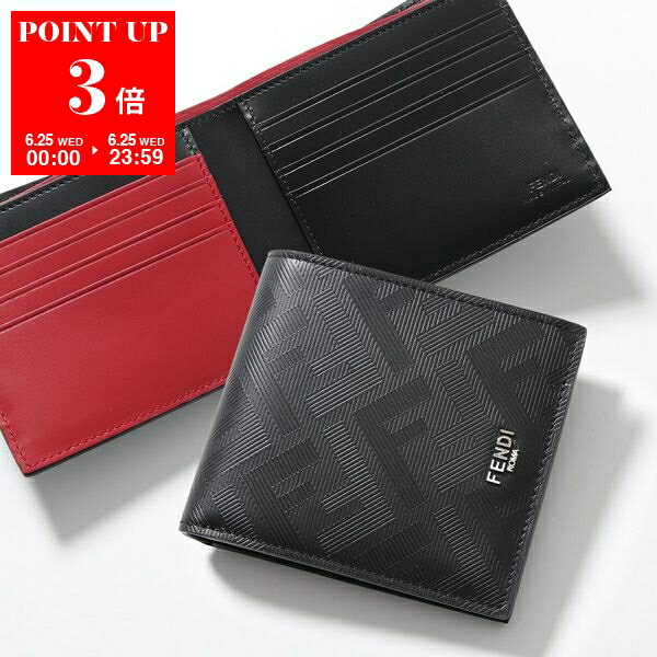 楽天インポートセレクトmusee【6/25限定・ポイント3倍】FENDI フェンディ 二つ折り財布 Bi-Fold Wallet 7M0169 AJF4 メンズ レザー FF柄 ズッカ柄 バイカラー 小銭入れなし ミニ財布 F19KP/BLACK【po_sannn】