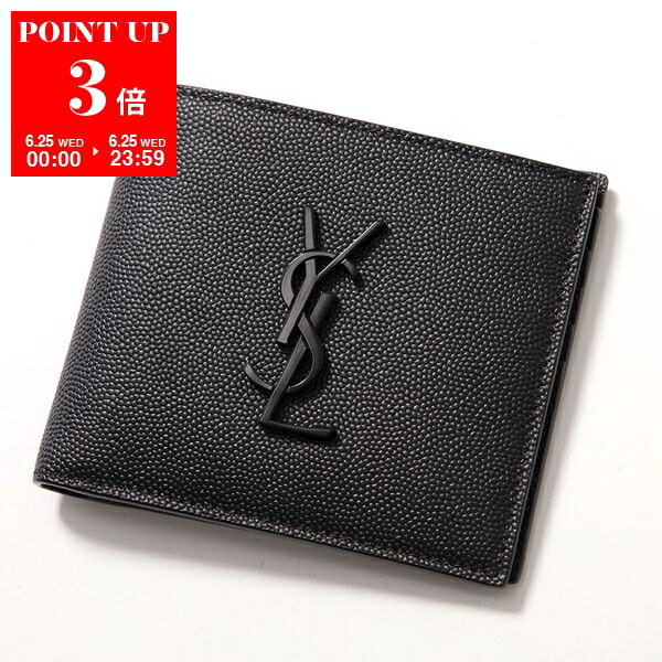 楽天インポートセレクトmusee【6/25限定・ポイント3倍】SAINT LAURENT サンローラン 二つ折り財布 453276 BTY0U メンズ カサンドラロゴ レザー ミニ財布 小銭入れなし 1000/NERO 453276BTY0U1000【po_sannn】