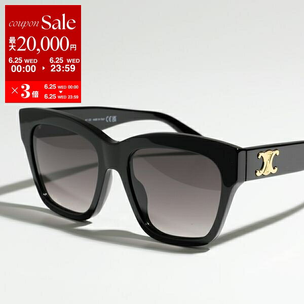 楽天インポートセレクトmusee【6/25限定・最大2万円OFFクーポン配布中】CELINE セリーヌ サングラス Triomphe トリオンフ 4S253CPLB CL40253I レディース ウェリントン型 メガネ 眼鏡 セルフレーム メタルロゴ アイウェア 38NO/BLACK【po_sannn】【dc_kikaku】