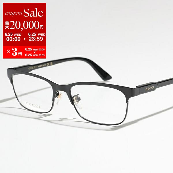 楽天インポートセレクトmusee【6/25限定・最大2万円OFFクーポン配布中】GUCCI グッチ メガネ GG0494OJ メンズ スクエア型 めがね 眼鏡 ロゴ コンビネーション ハーフリム クリングスタイプ アイウェア 黒縁メガネ 伊達メガネ 001/Black-Black-Transparen【po_sannn】【dc_kikaku】