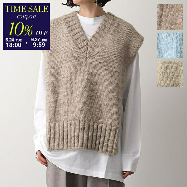 【6/27-9:59迄10％OFFクーポン対象】MAISON MARGIELA メゾンマルジェラ ベスト SI0TH0001 S17802 レディース ボタニカルダイ サイドオープン リブ編み ニット Vネック ジレステッチ カラー4色【cp_ten】