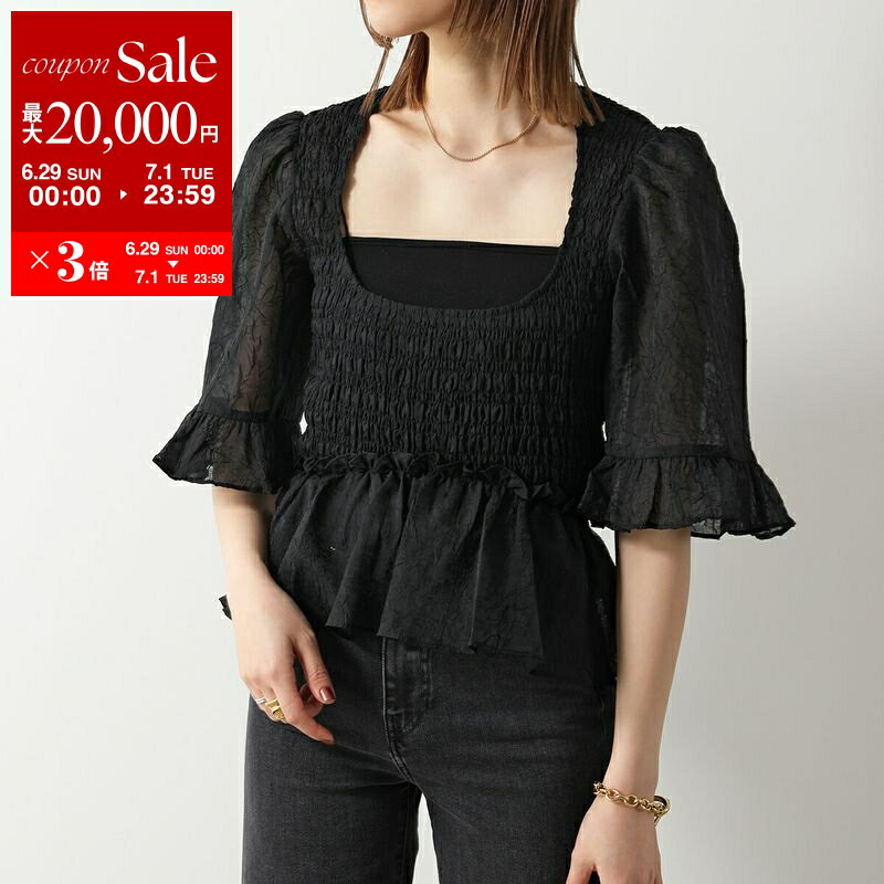 GANNI ガニー ブラウス Crinkled Georgette Smock Blouse F86