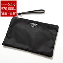 【7/18~21限定・最大2万円OFFクーポン配布中】PRADA プラダ クラッチバッグ 2NH006 2DMH レディース Re-Nylon リナイロン サフィアーノレザー リストレット付き トライアングルロゴ 鞄 F0002/NERO