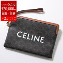 【7/5-7/6限定・最大2万円OFFクーポン配布中】CELINE セリーヌ クラッチバッグ 10J502FES.04LU 10J502BZQ.04LU メンズ スモールポーチ トリオンフ レザー キャンバス ストラップ付 ロゴ プリント 鞄 Tan【po_sannn】【dc_kikaku】