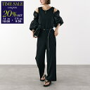 【7/11-9:59迄20%OFFクーポン対象】Mewl ミュール オールインワン M251-33105 ドロップパフコンビネゾン レディース 7分袖 パフスリーブ ワイドパンツ ブラック【cp_twen】
