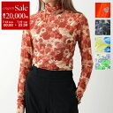 GANNI ガニー シアー トップス Printed Mesh Long Sleeve Rollneck レディース タートルネック フローラル プリント メッ...