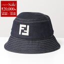 FENDI フェンディ バケットハット FXQ958 ARR1 レディース デニム FFロゴ ジャガード 帽子 F0QA2/BLUE