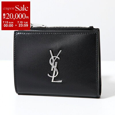 SAINT LAURENT サンローラン 二つ折り財布 575726 0SX0E レディース カサンドラロゴ レザー 小銭入れあり ミニ財布 1000/NERO