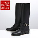 FERRAGAMO フェラガモ ロングブーツ SARAH サラ 726392 レディース ガンチーニ レザー ラウンドトゥ ワイズC シューズ 靴 NERO