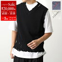 【7/13-7/15限定・最大2万円OFFクーポン配布中】MARNI マルニ ベスト CVMG0091A0 UFC652 メンズ ノースリーブ コットンニット ジレ ダメージ加工 Vネック ロゴ刺繍 カラー3色【po_sannn】