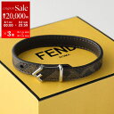 【8/1〜3限定・最大2万円OFFクーポン配布中】FENDI フェンディ ブレスレット 7AJ779 AC9H メンズ レザー バングル ジャカード FFロゴ ...