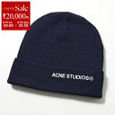 【8/15~18限定・最大2万円OFFクーポン配布中】Acne Studios アクネストゥディオズ ニット帽 FN-UX-HATS000261 C40359 レディース メンズ ロゴ刺繍 ダメージ加工 ニットキャップ ビーニー 帽子 BG3/Navy