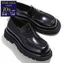 【9/11-1時59分迄10%OFFクーポン対象】BOTTEGA VENETA ボッテガヴェネタ ローファー LUG FLAT ラグ フラット 763866 V28R0 レディース レザー プラットフォーム シューズ 靴 1000/BLACK 763866V28R01000【cp_ten】