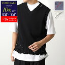 【9/11-1時59分迄10%OFFクーポン対象】MARNI マルニ ベスト CVMG0091A0 UFC652 メンズ ノースリーブ コットンニット ジレ ダメージ加工 Vネック ロゴ刺繍 カラー3色【cp_ten】