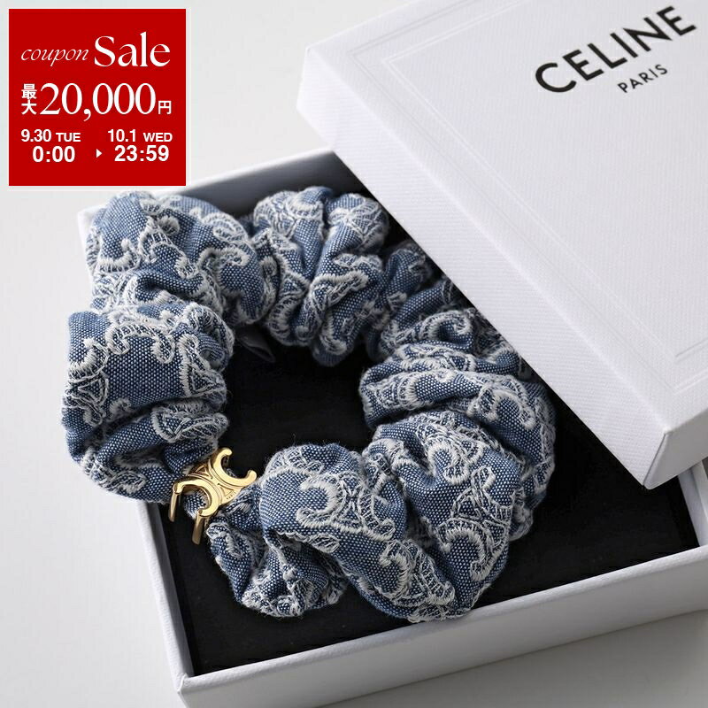 CELINE シルク シュシュ ロゴ ヘアアクセサリー aq11775 CELINE シルク シュシュ ロゴ ヘアアクセサリー aq11775