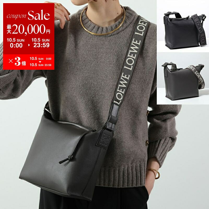 お*a様 訳あり ロエベ LOEWE メンズ レザーハンドバッグ 黒 ロエベ バックルジップトート アナグラム レザー 黒 ブラック A4