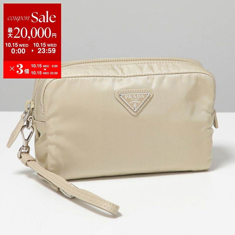 楽天インポートセレクトmusee【10/15限定・最大2万円OFFクーポン配布中】PRADA プラダ ポーチ VERA ヴェラ 1NS021 R067 レディース スモール 小物入れ メイクポーチ Re-Nylon ナイロン トライアングルロゴ リストレット付き F0F24/DESERTO