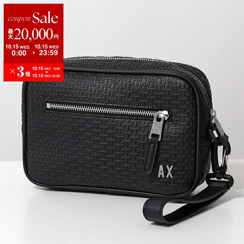 【10/15限定・最大2万円OFFクーポン配布中】ARMANI EXCHANGE A/X アルマーニ エクスチェンジ クラッチバッグ BEAUTY CASE XM000160 AF11928 メンズ セカンドバッグ リストレット付き 鞄 UC001/BLACK-BEAUTY
