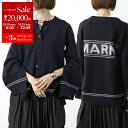 MARNI マルニ カーディガン CDMD0309Q1 UFW608 レディース ニット ウール 長袖 クルーネック キモノスリーブ スリット ロゴ 00B81/LIGHT-NAVY