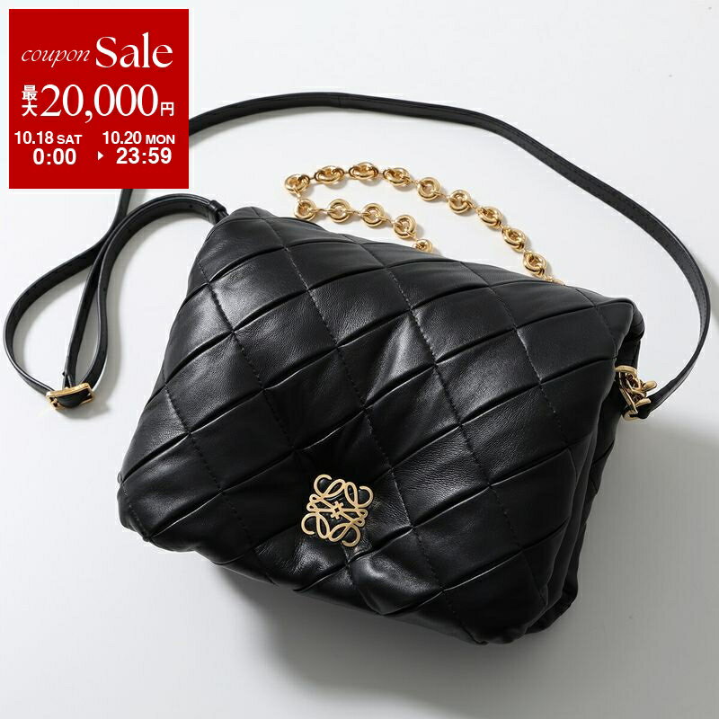 【10/18～10/20限定・最大2万円OFFクーポン配布中】LOEWE ロエベ ショルダーバッグ Puffer Goya Woven パファー ゴヤ A896P41X14 レディース レザー ハンドバッグ チェーン アナグラム キルティング 鞄 1100/BLACKのサムネイル