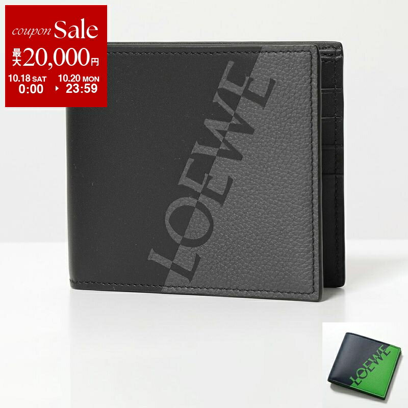 LOEWE ブラックレザー 二つ折り財布 LOEWE ロエベ 財布 二つ折り財布 TEXTURED CLASSIC CALFSKIN