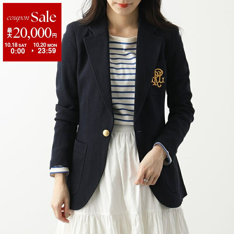【10/18～10/20限定・最大2万円OFFクーポン配布中】POLO Ralph Lauren ポロ ラルフローレン テーラードジャケット 211795348 レディース 胸ポケット ロゴ刺繍 コットン レーヨン 長袖 NAVY