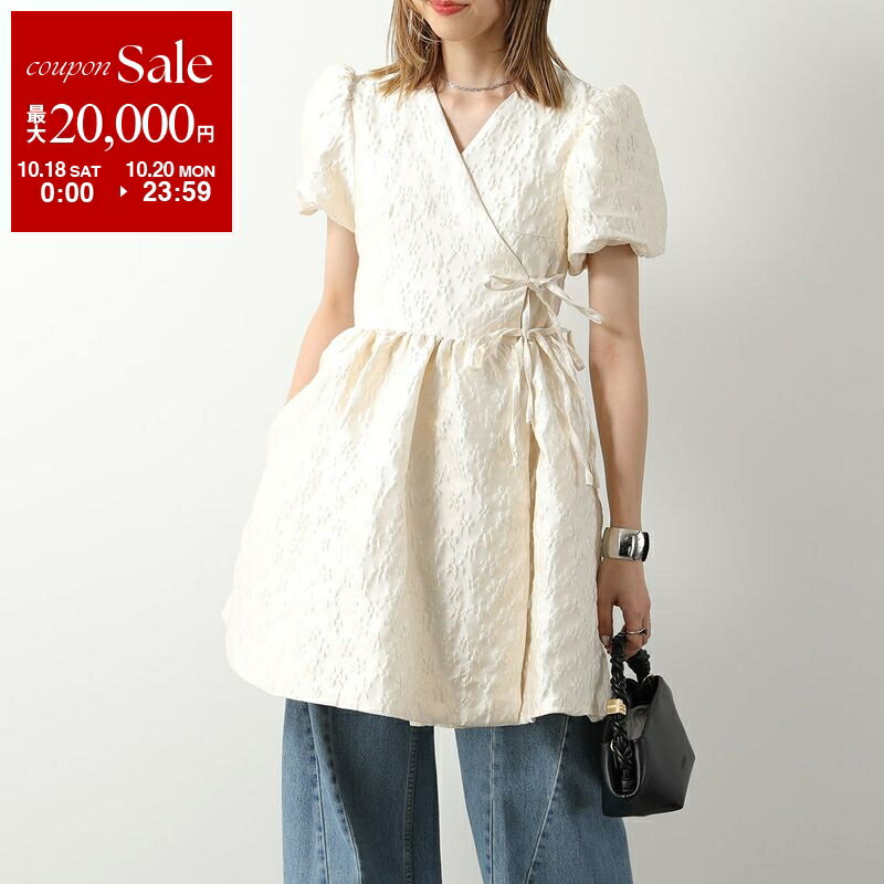 Sister Jane シスタージェーン ワンピース Lilith Jacquard Wrap Dress DRD485 レディース ジャガード 花柄 半袖 Vネック ミニ丈 Whipped-Cream