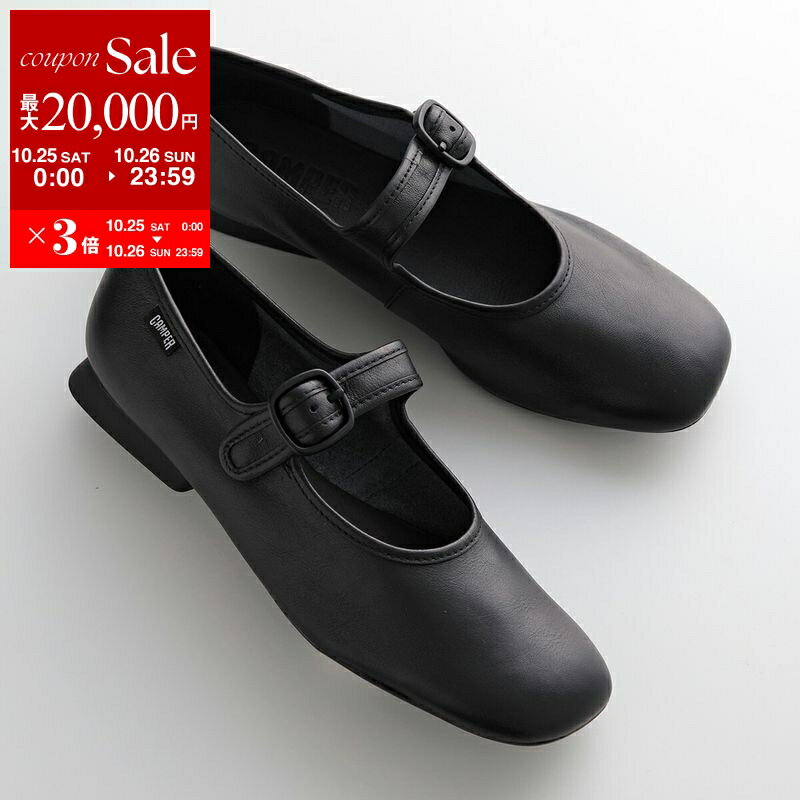 【10/25-26限定・最大2万円OFFクーポン配布中】CAMPER カンペール パンプス Casi Myra カシマイラ K201629 レディース レザー ストラップ フラット ロゴ シューズ 靴 001/Black【dc_kikaku】