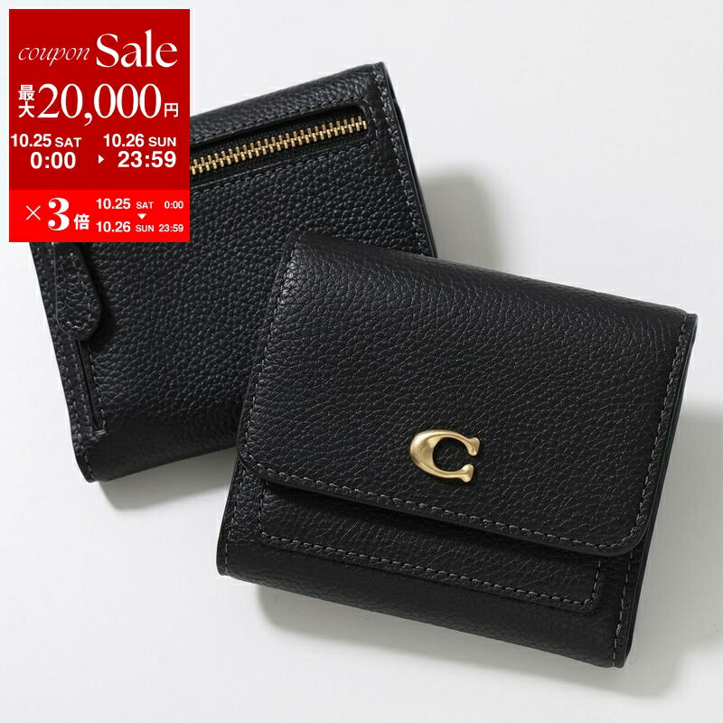 【10/25-26限定・最大2万円OFFクーポン配布中】COACH コーチ 二つ折り財布 ミラ CAO13 レディース レザー スモール フラップ ウォレット メタルロゴ ミニ財布 B4/BLACK【dc_kikaku】