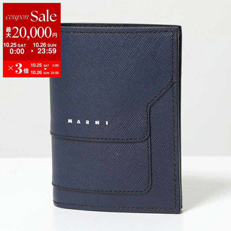 【MARNI】二つ折り財布 ネイビー・ブルー MARNI マルニ 二つ折り財布 PFMI0066U1 PFMOQ14Q08 P6533 メンズ