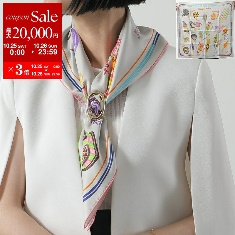 エルメス HERMES シルクスカーフ クリーム/ブランノワール カレ70 エルメス HERMES シルクスカーフ クリーム/ブランノワール カレ