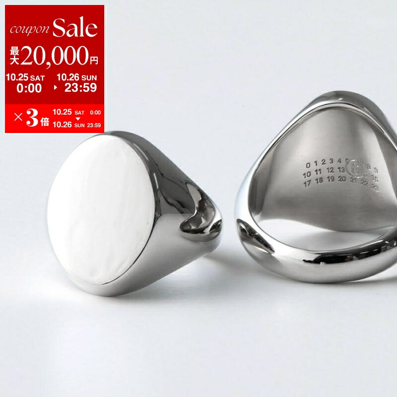 楽天インポートセレクトmusee【10/25-26限定・最大2万円OFFクーポン配布中】MM6 エムエムシックス メゾンマルジェラ シグネットリング SM6UQ0074 SV0310 メンズ ブラス ロゴ 指輪 アクセサリー 951 SM6UQ0074SV0310951【dc_kikaku】