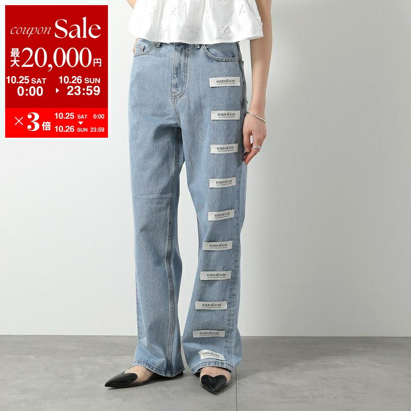 楽天インポートセレクトmusee【10/25-26限定・最大2万円OFFクーポン配布中】KIMHEKIM キムヘキム ジーンズ KHK-JN11 レディース デニムパンツ コットン セミワイド ストレート ロゴラベル ジーパン SB/SKY-BLUE【dc_kikaku】