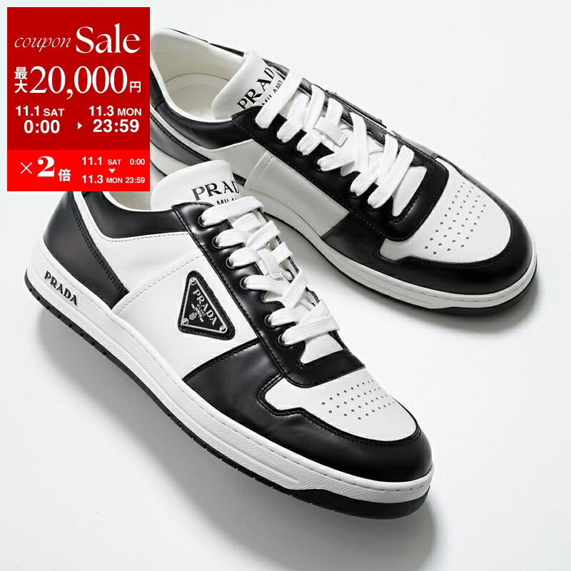 美品✨PRADA プラダ スニーカー レザースニーカー イタリア製 セール】プラダ☆レザー 三角ロゴ スニーカー☆1E796M 2OFW